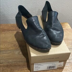 Lucky Brand Black Leather Slip-On Loafer to Mules